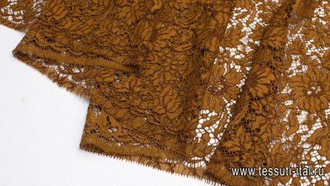 Кружевное полотно (о) желто-коричневое - итальянские ткани Тессутидея арт. 03-6077