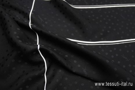 Шелк дама купон-детали (н) черно-белый с логотипом - итальянские ткани Тессутидея арт. 10-4586