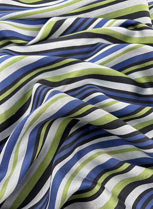 Лен (н) серо-сине-черно-зеленая полоска - в интернет-магазине тканей Тессутидея арт. 16-1154