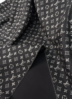 Пальтовая кашемир дабл двухслойная 430 г/м (н) логотип на темно-сером/черная - в интернет-магазине тканей Тессутидея арт. 09-2161