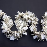 Тесьма бахрома (н) бело-черная ш-4см - итальянские ткани Тессутидея арт. F-4527