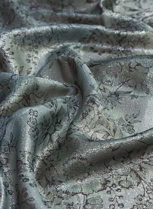 Шифон с люрексом (н) черный растительный орнамент на зеленом - в интернет-магазине тканей Тессутидея арт. 10-1368