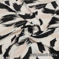 Крепдешин (н) черно-розовая абстракция на белом - итальянские ткани Тессутидея арт. 10-3538