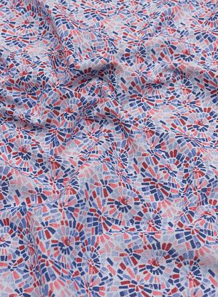 Жаккард стрейч (н) сине-красный принт на белом - в интернет-магазине тканей Тессутидея арт. 03-6755