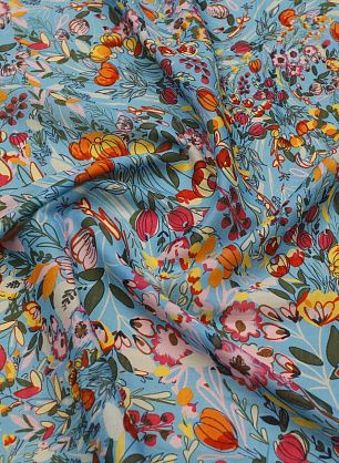 Батист (н) цветочный рисунок на голубом - в интернет-магазине тканей Тессутидея арт. 04-1756