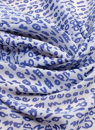 Шифон (н) синий орнамент на белом в стиле Aspesi  - в интернет-магазине тканей Тессутидея арт. 02-8698