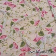Шифон (н) цветочный рисунок на белом - итальянские ткани Тессутидея арт. 03-6644