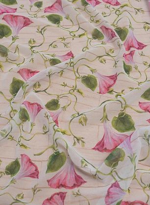Шифон (н) цветочный рисунок на белом - в интернет-магазине тканей Тессутидея арт. 03-6644