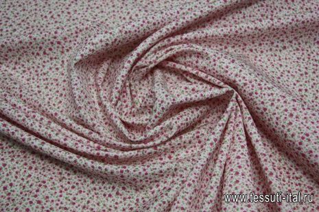 Сорочечная (н) мелкий розово-зеленый цветочный орнамент на белом ш-150см  - итальянские ткани Тессутидея арт. 01-3114
