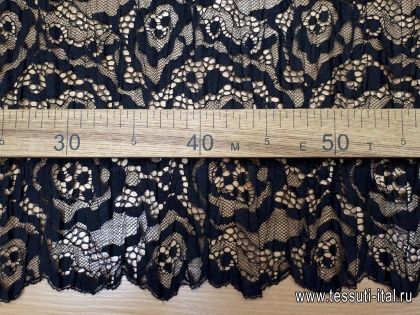 Кружевное полотно плиссе (о) черное Ermanno Scervino - итальянские ткани Тессутидея арт. 03-5653