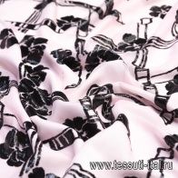Шифон филькупе с люрексом (н) черный принт на розовом - итальянские ткани Тессутидея арт. 10-1379