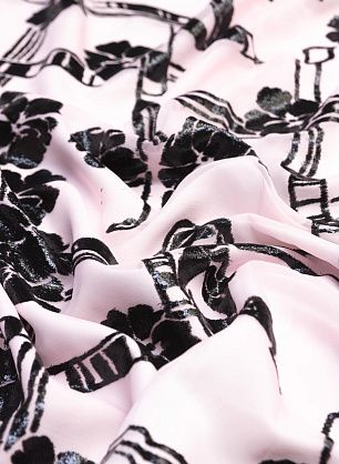 Шифон филькупе с люрексом (н) черный принт на розовом - в интернет-магазине тканей Тессутидея арт. 10-1379