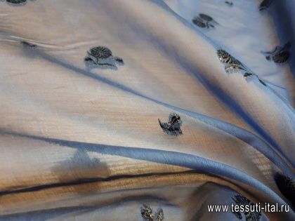 Плательная с люрексом (н) черные цветы на синем Erdem - итальянские ткани Тессутидея арт. 03-5698