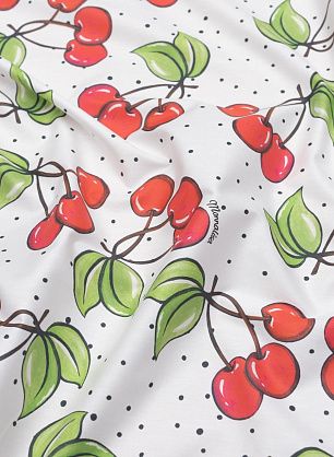 Хлопок (н) вишни и горох на белом - в интернет-магазине тканей Тессутидея арт. 01-6919