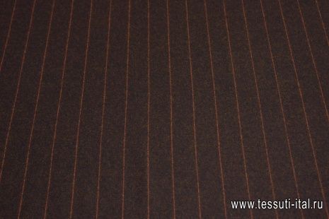 Костюмная (н) оранжевая полоска на темно-коричневом меланже Loro Piana - итальянские ткани Тессутидея арт. 05-3914