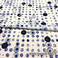 Плательная (н) черно-сине-голубой стилизованный горох на белом - итальянские ткани Тессутидея арт. 01-4481