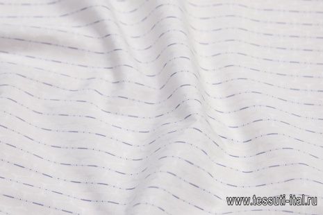 Сорочечная (н) бело-синяя полоска на белом рисунке - итальянские ткани Тессутидея арт. 01-5989