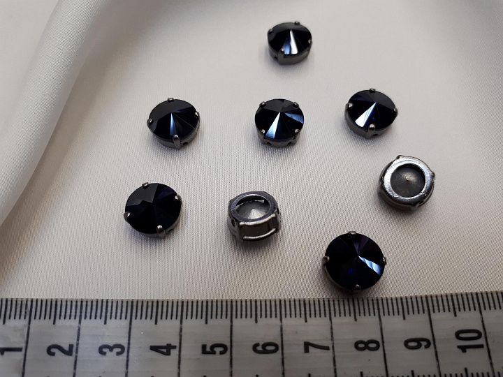 Стразы пришивные синие Swarovski d-12мм - итальянские ткани Тессутидея арт. F-4024