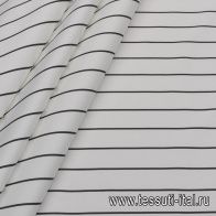 Хлопок костюмный стрейч (300 г/м) (н) бело-черная полоска - итальянские ткани Тессутидея арт. 01-7068