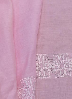 Хлопок (н) белая вышивка на розовом - в интернет-магазине тканей Тессутидея арт. 01-5235