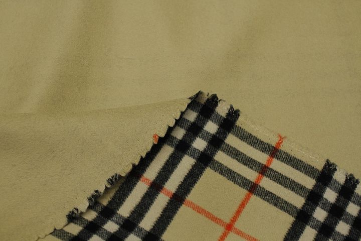 Пальтовая дабл шерсть двухслойная (н) клетка на светло-бежевом - итальянские ткани Тессутидея арт. 09-2137