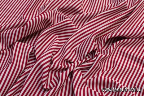 Трикотаж с люрексом (н) красно-бело-серебрянная полоска - итальянские ткани Тессутидея арт. 13-1412