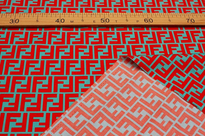 Сорочечная (н) оранжевый логотип на светло-зеленом - итальянские ткани Тессутидея арт. 01-7312