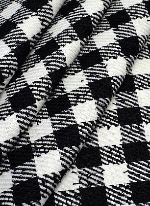 Костюмная клетка (н) черно-белая в стиле Dior - в интернет-магазине тканей Тессутидея арт. 01-5495