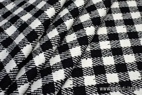 Костюмная клетка (н) черно-белая в стиле Dior - итальянские ткани Тессутидея арт. 01-5495