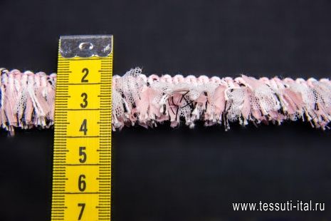 Тесьма бахрома (н) черно-бело-розовая ш-2см - итальянские ткани Тессутидея арт. F-4541