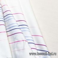 Сорочечная (н) цветная полоска по краю на белом - итальянские ткани Тессутидея арт. 01-5051