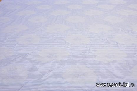 Плательная (н) жаккардовые цветы на бело-сиреневой полоске - итальянские ткани Тессутидея арт. 03-6478