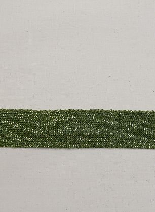 Тесьма трикотажная с люрексом (о) зеленая ш-2см - в интернет-магазине тканей Тессутидея арт. F-6193