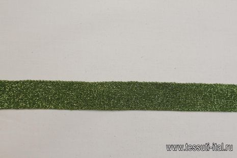 Тесьма трикотажная с люрексом (о) зеленая ш-2см - итальянские ткани Тессутидея арт. F-6193