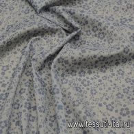 Батист (н) синий цветочный рисунок на сером - итальянские ткани Тессутидея арт. 01-7256