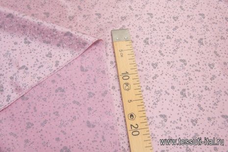 Маркизет (н) серый цветочный рисунок на розовом - итальянские ткани Тессутидея арт. 10-2210