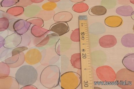 Органза (н) цветные круги на айвори - итальянские ткани Тессутидея арт. 10-2408