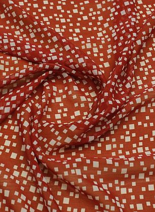 Шифон (н) белые стилизованные квадраты на красном - в интернет-магазине тканей Тессутидея арт. 10-3953