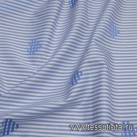 Сорочечная (н) сердца на бело-голубой полоске - итальянские ткани Тессутидея арт. 01-6059
