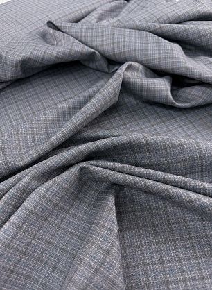 Костюмная шелк (н) серо-зелено-голубая клетка - в интернет-магазине тканей Тессутидея арт. 05-5131