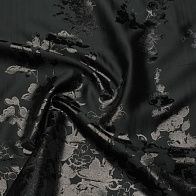 Жаккард с люрексом купон (1,5м) (н) черные цветы на черном - итальянские ткани Тессутидея арт. 03-7202