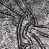 Плательная сетка расшитая пайетками (н) серо-черный змеиный принт - итальянские ткани Тессутидея арт. 03-7003