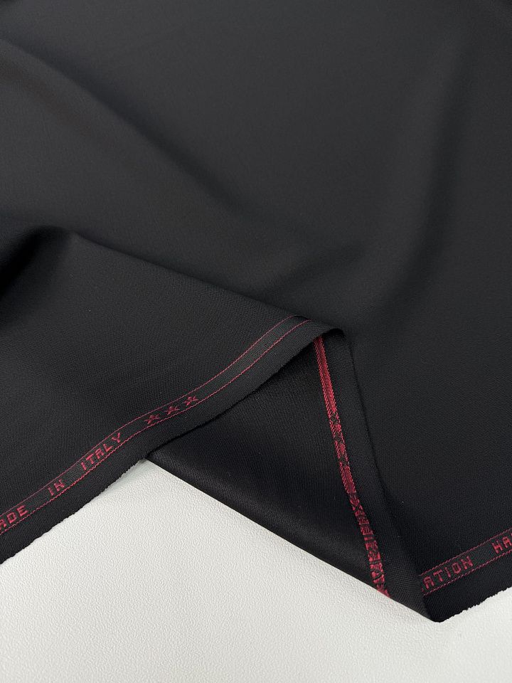 Костюмная шерсть дабл фейс стрейч (о) черная - итальянские ткани Тессутидея арт. 05-5155