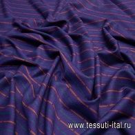 Костюмная дабл (н) оранжево-бирюзовая стилизованная полоска на фиолетовом - итальянские ткани Тессутидея арт. 05-3445