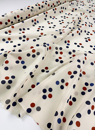 Крепдешин (н) цветной горох на молочном - в интернет-магазине тканей Тессутидея арт. 10-5076