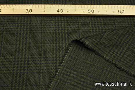 Костюмная (н) черно-зеленая стилизованная клетка - итальянские ткани Тессутидея арт. 05-4563