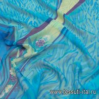 Шифон купон (1,15м) (н) желто-голубая абстракция - итальянские ткани Тессутидея арт. 10-2764