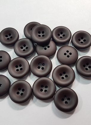 Пуговица пластик 4 прокола d-17мм темно-коричневая - итальянские ткани Тессутидея F-5476