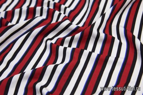 Сорочечная (н) сине-бело-красно-черная поперечная полоска - итальянские ткани Тессутидея арт. 01-5901