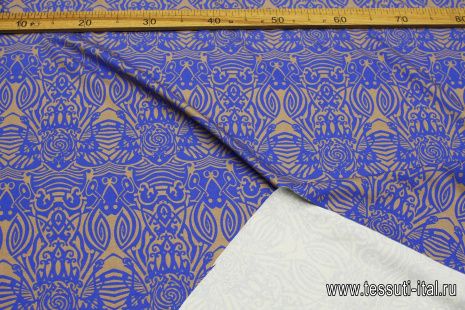 Джерси (н) сине-бежевый рисунок - итальянские ткани Тессутидея арт. 13-1578